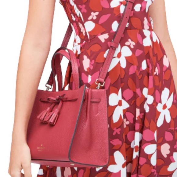 kate spade Red Leather Mini Tote with Tassel Bow - Picture 2 of 7